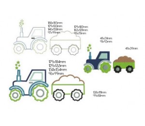Stickdatei - Traktor Sterne mit Anhänger inkl. Puschendatei