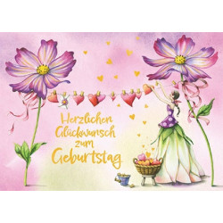 Postkarte - Nina Chen - Zum Geburtstag Wäsche Blüten