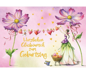 Postkarte - Nina Chen - Zum Geburtstag Wäsche Blüten