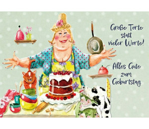 Postkarte - Ingrid Berendsen - Zum Geburtstag große Torte statt vieler Worte