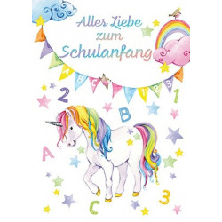 Postkarte - Zum Schulanfang - Einhorn