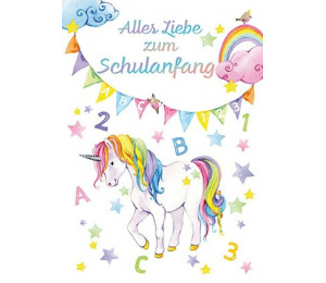 Postkarte - Zum Schulanfang - Einhorn