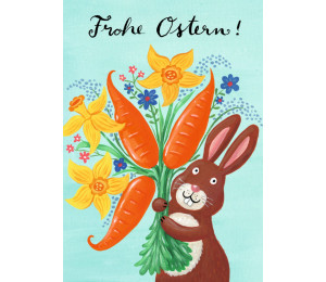 Postkarte - Frohe Ostern Möhrenstrauß