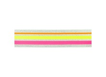 Gummiband Streifen 40mm lurxex silber gelb pink