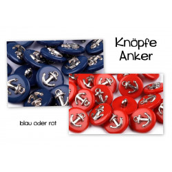 Knopf Anker - blau silber farben MARITIM