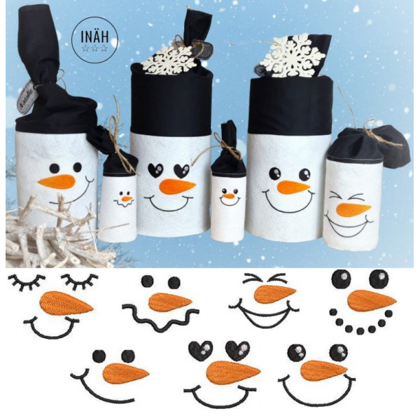 32 Schneemann Gesichts Aufkleber - Weihnachtsdeko Für Kugeln & Fenster