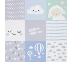 Baumwolle - Patchwork Panel Welcome Little One blau