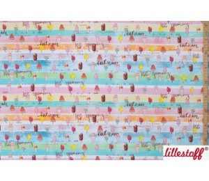 REST 13cm Bio Jersey Lillestoff - Lillyjou pastell Streifen Eis
