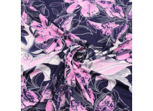 Polyester Struktur Jersey Druck marine große Blüten rosa