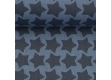 Textil Wachstuch - beschichtete Baumwolle Farbenmix Staaars rauchblau blau