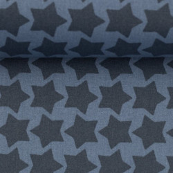 Textil Wachstuch - beschichtete Baumwolle Farbenmix Staaars rauchblau blau